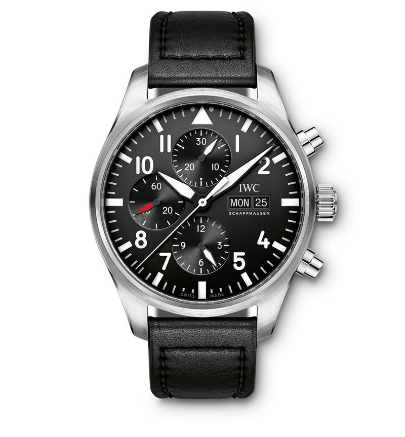 IWC Schaffhausen Pilot's Watch Chronograph Stainless Steel / Black / Strap