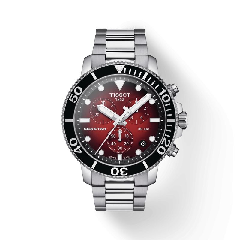 Tissot Seastar 1000 Chronograph Quartz 45.5 Stainless Steel / Red Gradient / Bracelet